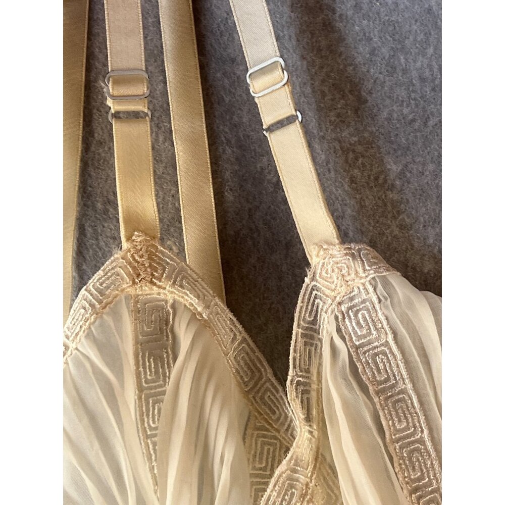 Rogers Cream Pleated Nightgown Grecian Trim Adjustable Straps Coquette 1950s - Picture 8 of 12